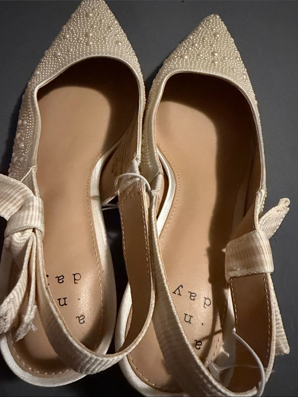 💜a new day Women's Milan Pearl Slingback Heels Size:7